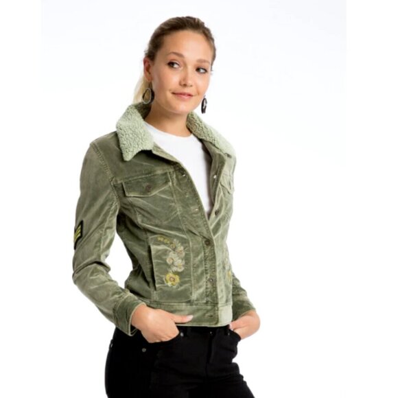 Marrakech Janie 60s Velveteen Embroidered Sage Green Jacket L 202H - Picture 3 of 16